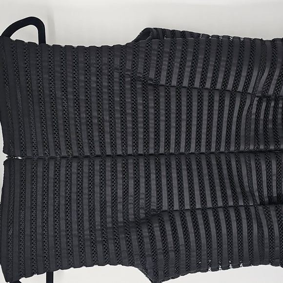 R&K Black Fit&Flare Sheer Eyelet Striped Overlay Sleeveless Cocktail Dress - Picture 9 of 14